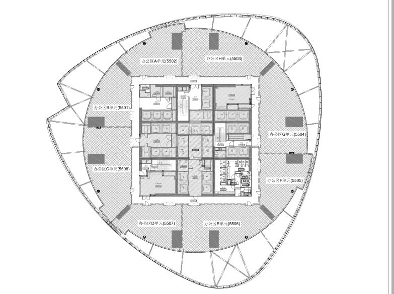 上海中心办公楼租金-写字楼平面图