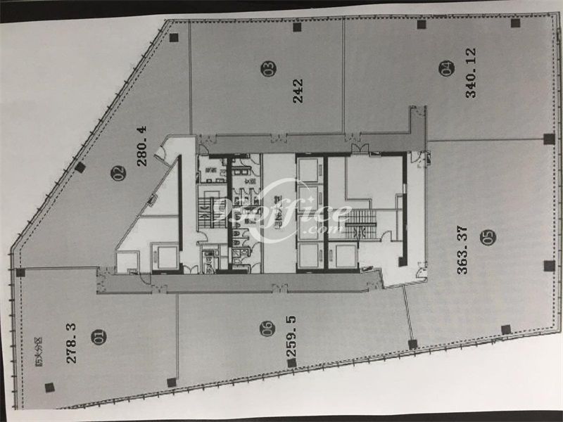 恒基688广场办公楼租金-写字楼平面图 