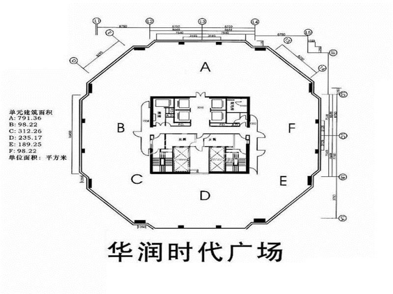 华润时代广场办公楼租金-写字楼平面图