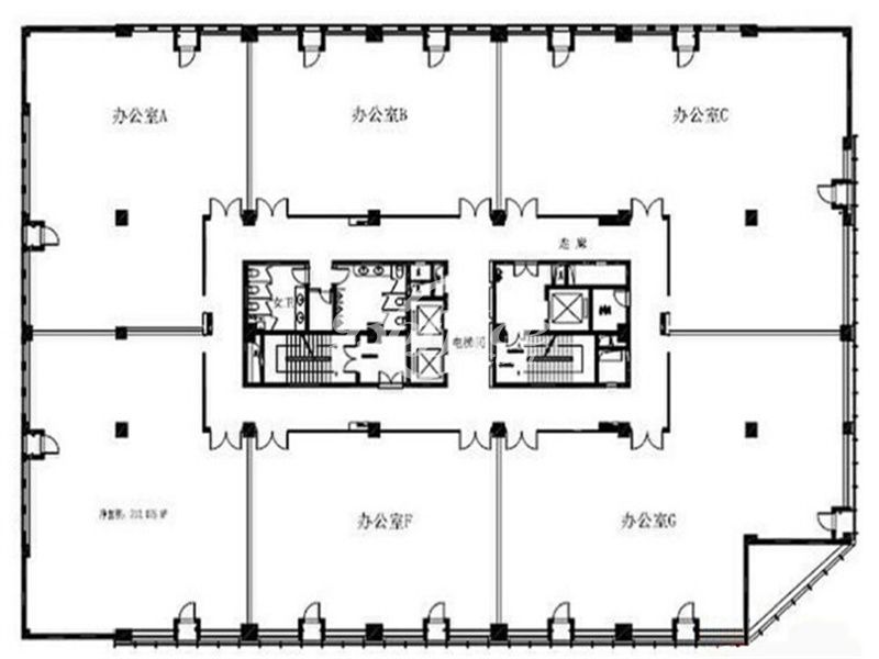 联峰汇大厦办公楼租金-写字楼平面图