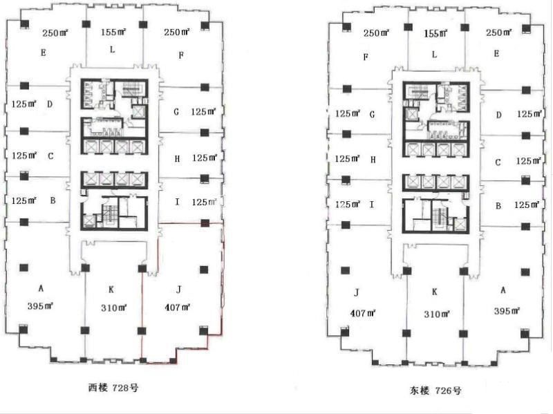 华敏翰尊国际大厦办公楼租金-写字楼平面图