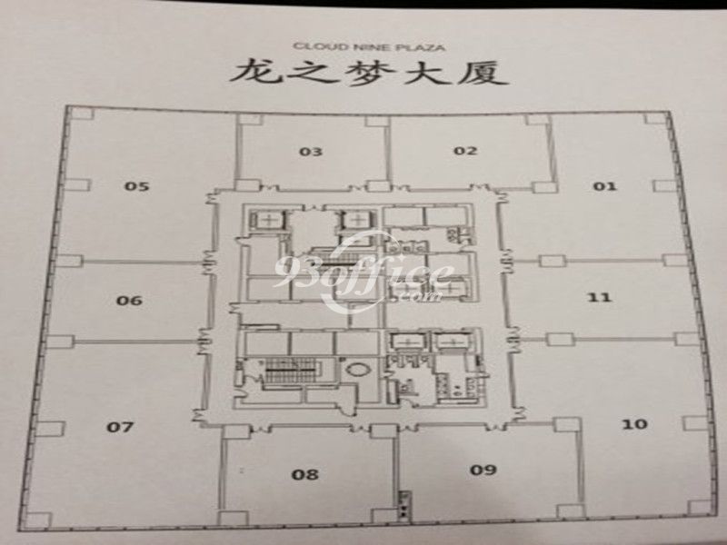 龙之梦丽晶大厦办公楼租金-写字楼平面图 