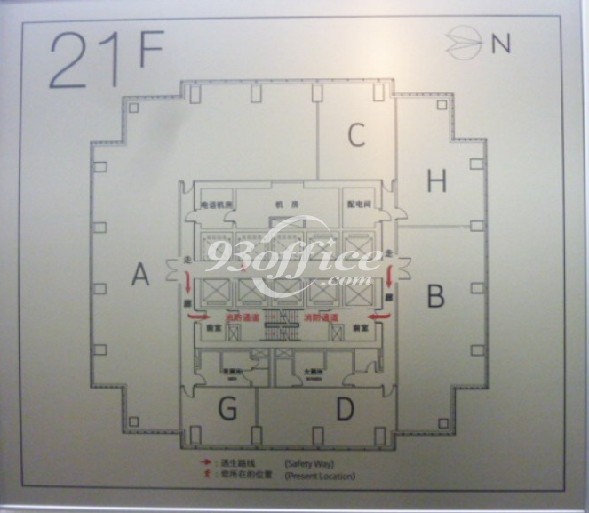 新上海国际大厦办公楼租金-写字楼平面图