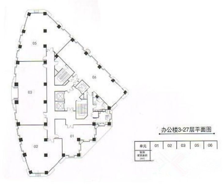 KB现代广场办公楼租金-写字楼平面图 