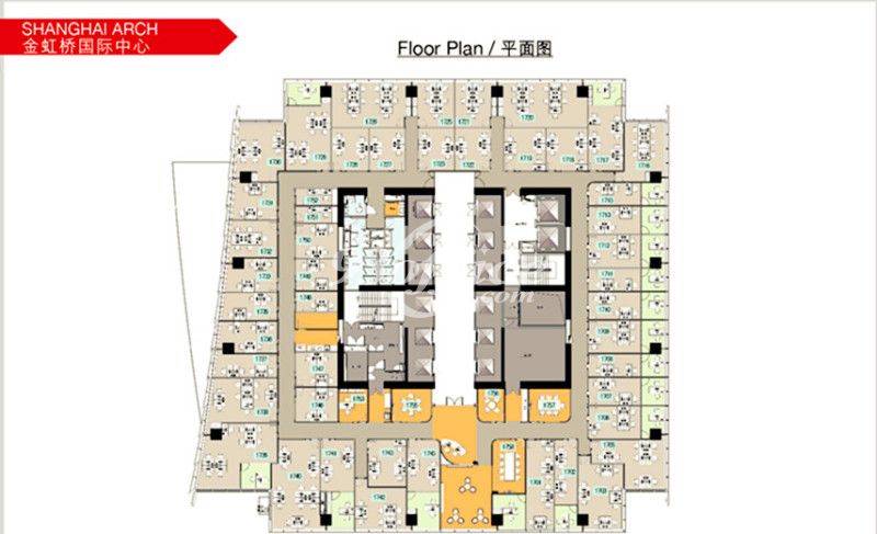 金虹桥国际中心办公楼租金-写字楼平面图