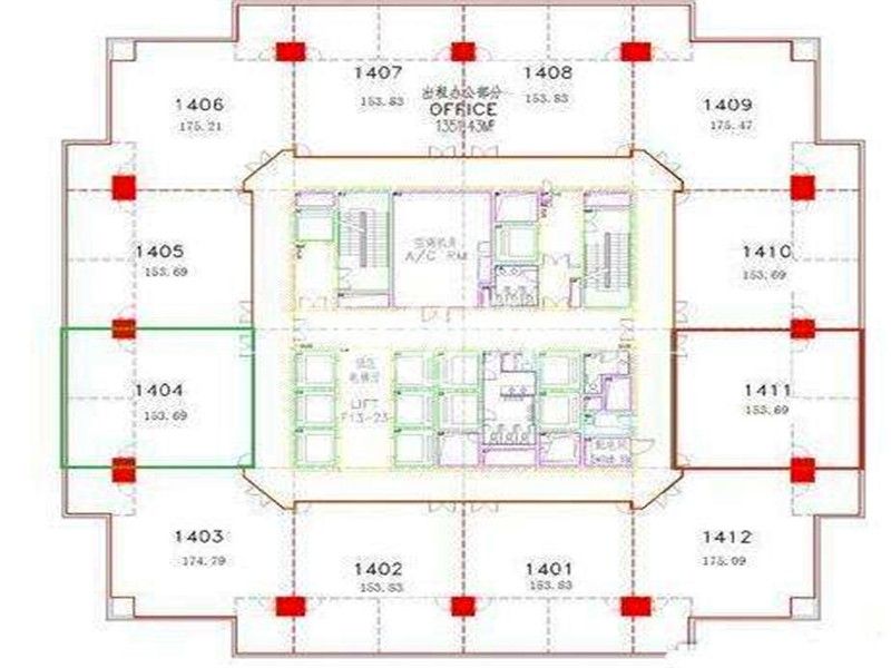 上海世贸商城办公楼租金-写字楼平面图 