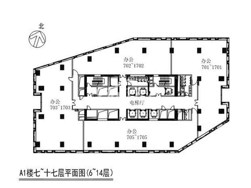 SOHO复兴广场办公楼租金-写字楼平面图