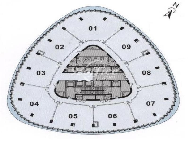 由由国际广场办公楼租金-写字楼平面图