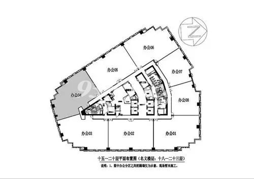 古北1699办公楼租金-写字楼平面图 