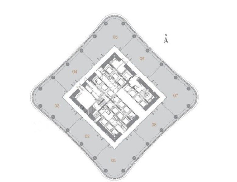 上海白玉兰广场(金光中心)办公楼租金-写字楼平面图