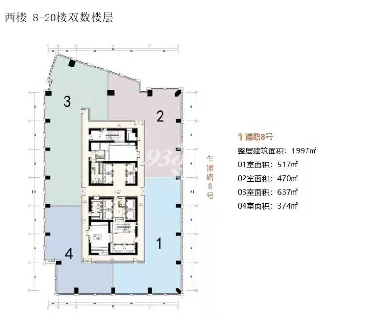 中美信托金融大厦办公楼租金-写字楼平面图