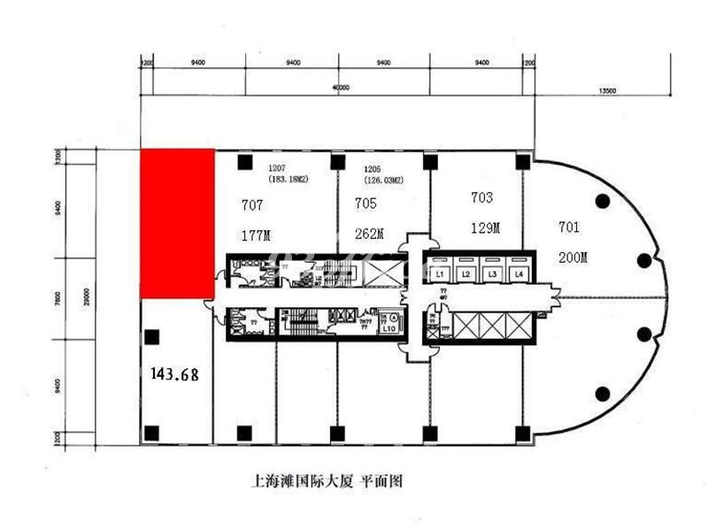 上海滩国际大厦办公楼租金-写字楼平面图