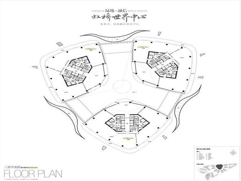 虹桥世界中心办公楼租金-写字楼平面图 