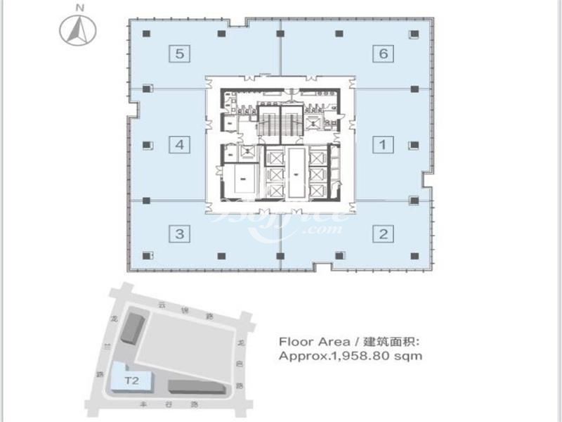 东航滨江中心办公楼租金-写字楼平面图