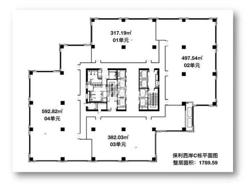 保利西岸中心办公楼租金-写字楼平面图