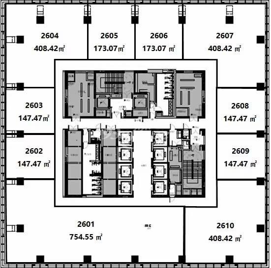 竹园商贸区保利浦开金融中心写字楼租金-办公楼房型图