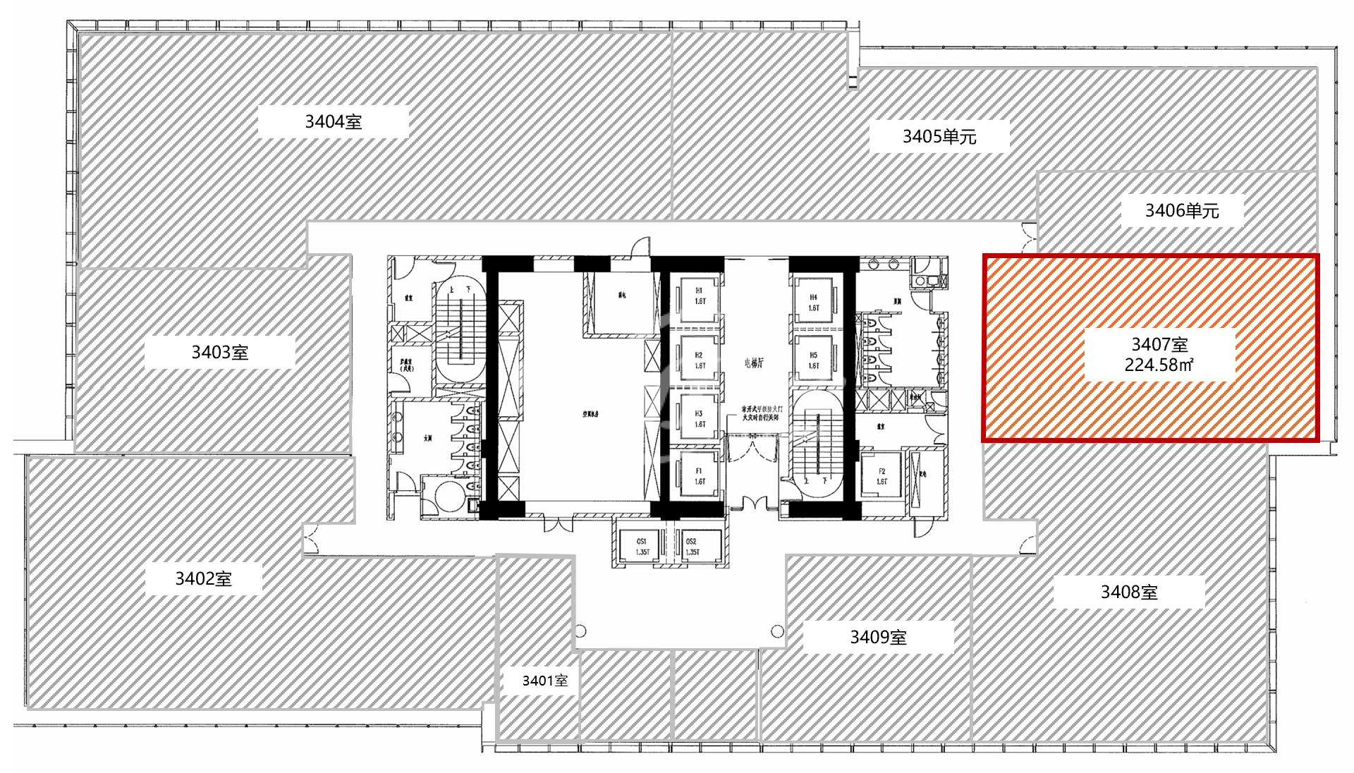 竹园商贸区中国石油上海大厦写字楼租金-办公楼平面图