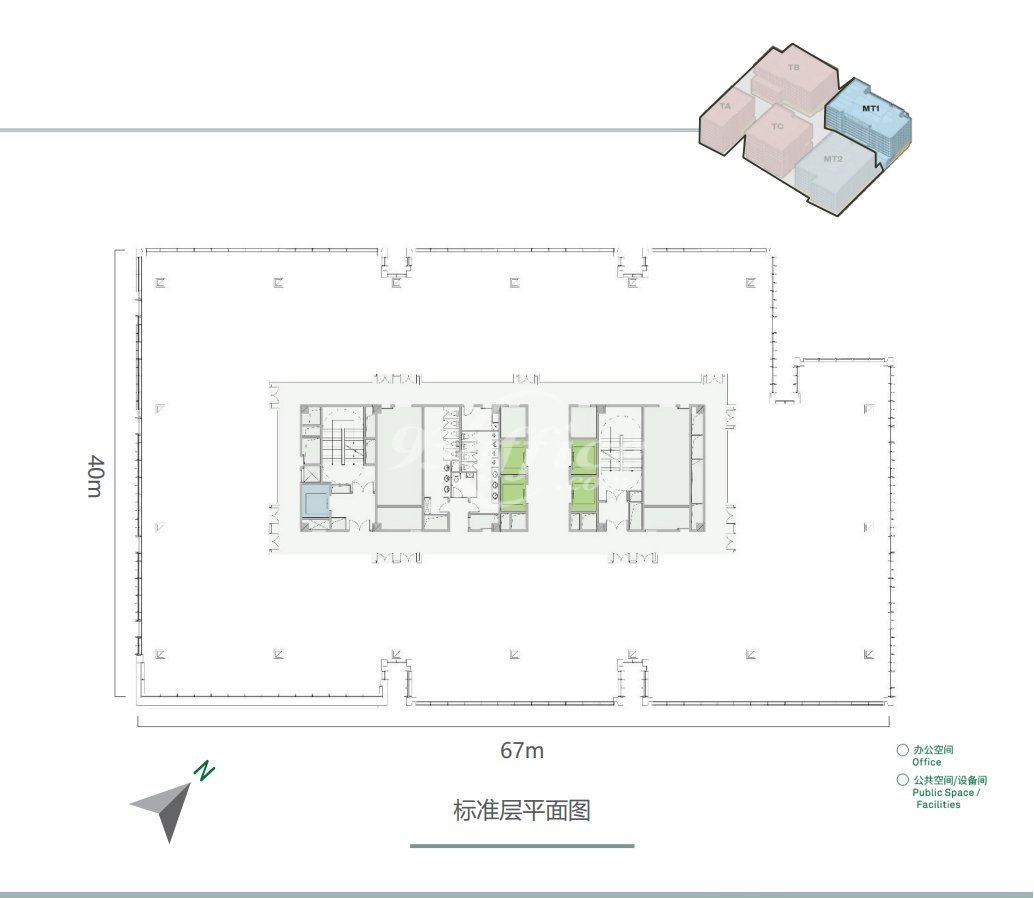 万象企业中心写字楼出租--办公楼标准平面图